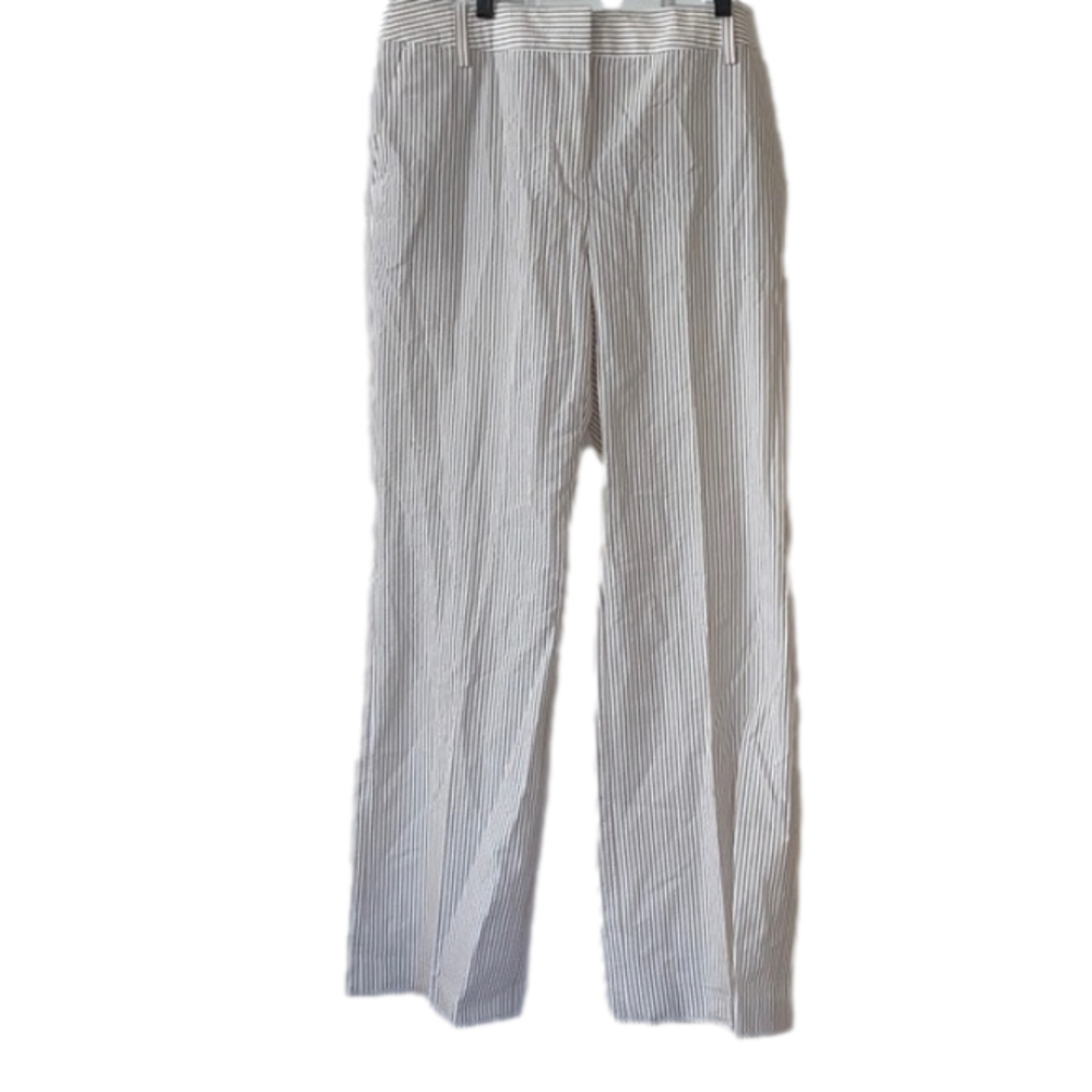 Liz Claiborne Audra Seersucker White and Tan Suit